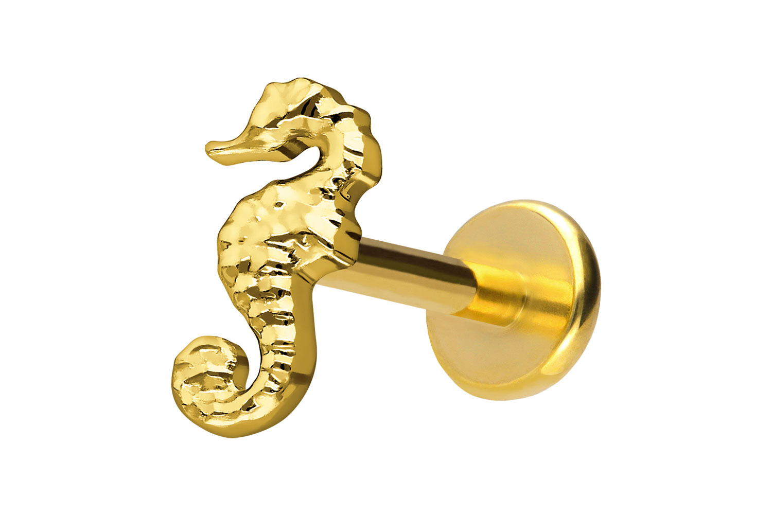 Titan Labret Piercing mit Push Fit SEEPFERDCHEN